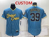 Men's Milwaukee Brewers Custom Blue 2022 City Connect Flex Base Stitched Jersey,baseball caps,new era cap wholesale,wholesale hats